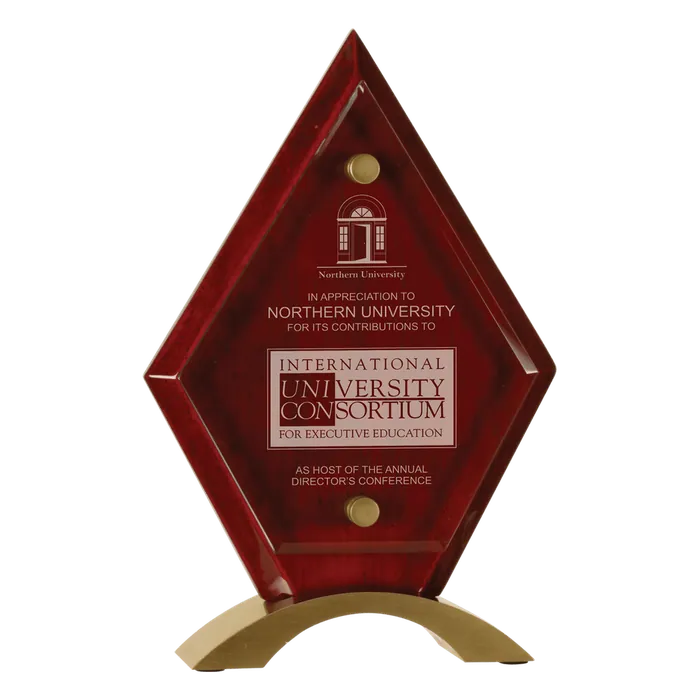 Small Diamond Rosewood Piano Finish Floating Jade Glass Standup