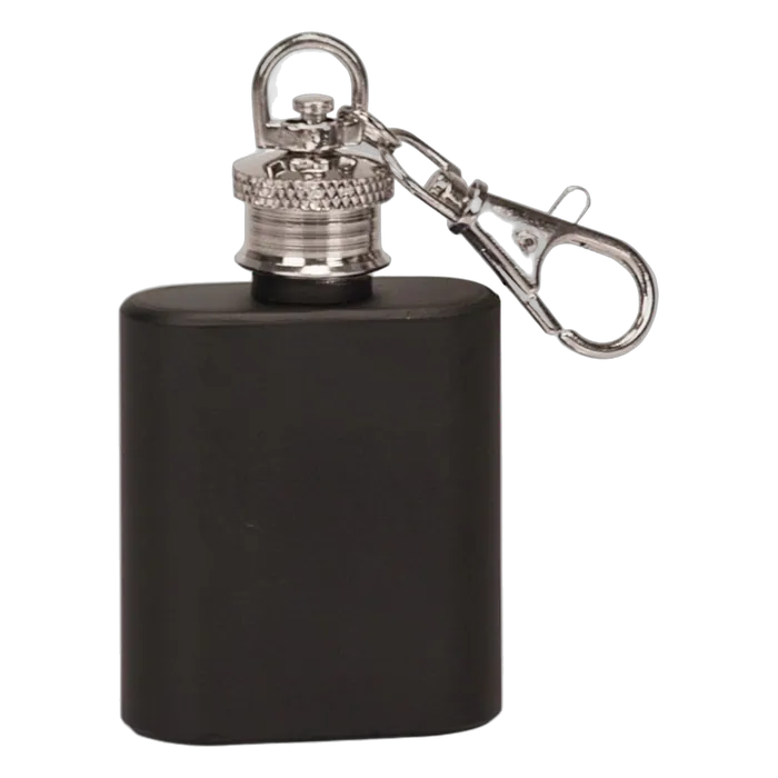 1 oz. Matte Black Stainless Steel Flask Keychain