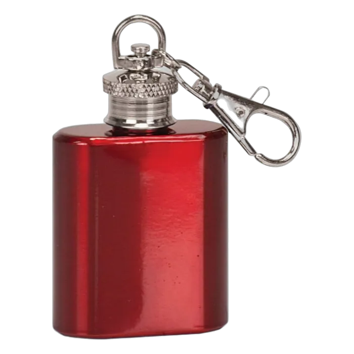 1 oz. Gloss Red Stainless Steel Flask Keychain