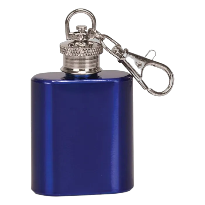 1 oz. Gloss Blue Stainless Steel Flask Keychain
