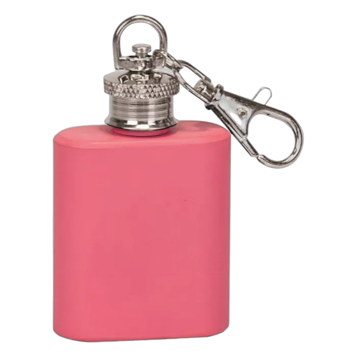 1 oz. Matte Pink Stainless Steel Flask Keychain