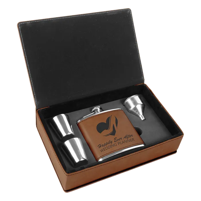 Rawhide Leatherette Flask Set