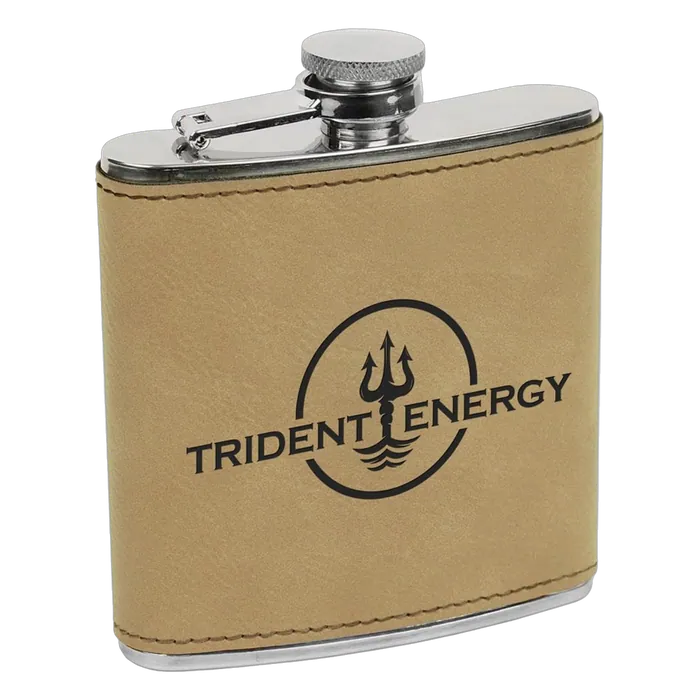 Light Brown Leatherette 6 oz. Flask