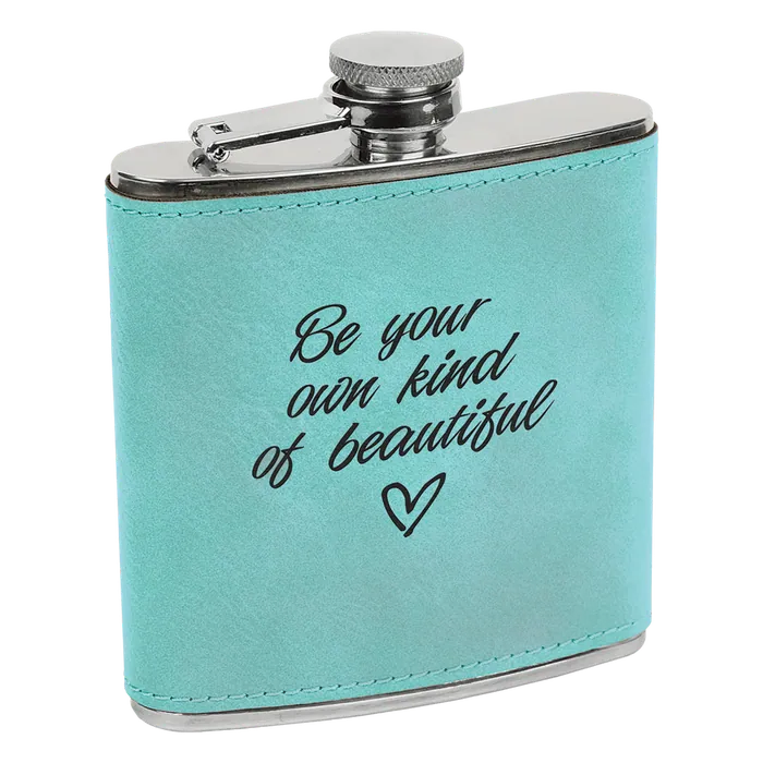 Teal Leatherette 6 oz. Flask