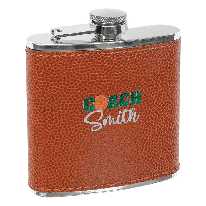 Basketball Leatherette 6 oz. Flask