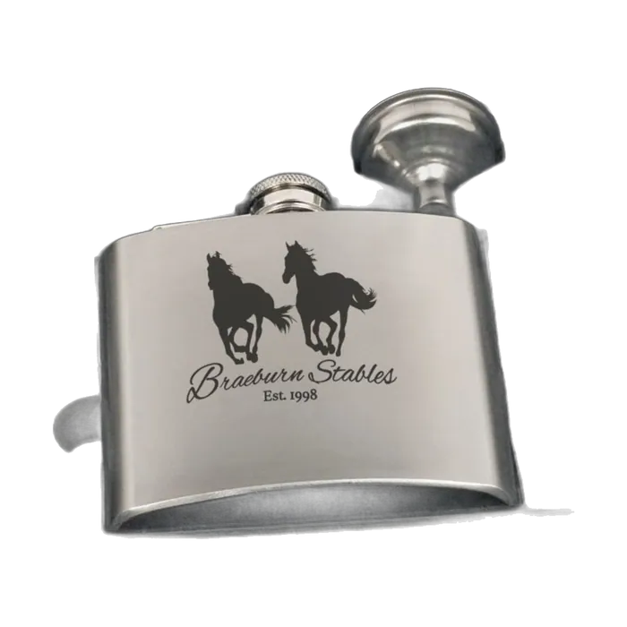 6 oz. Stainless Steel Flask Gift Set in Black Presentation Box with Funnel