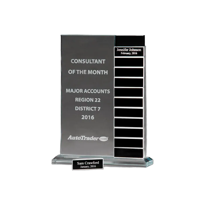 Jade Glass Perpetual Award with 12 Aluminum Blocks