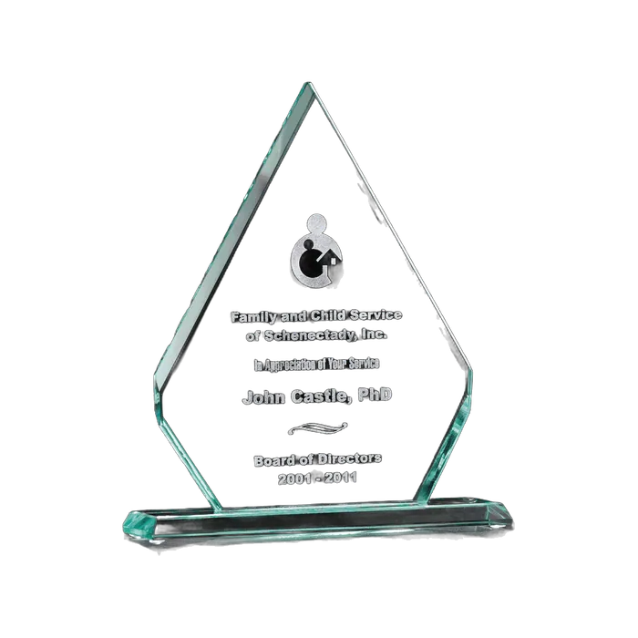 Diamond Series Jade Glass Award, 6" x 7 1/2"
