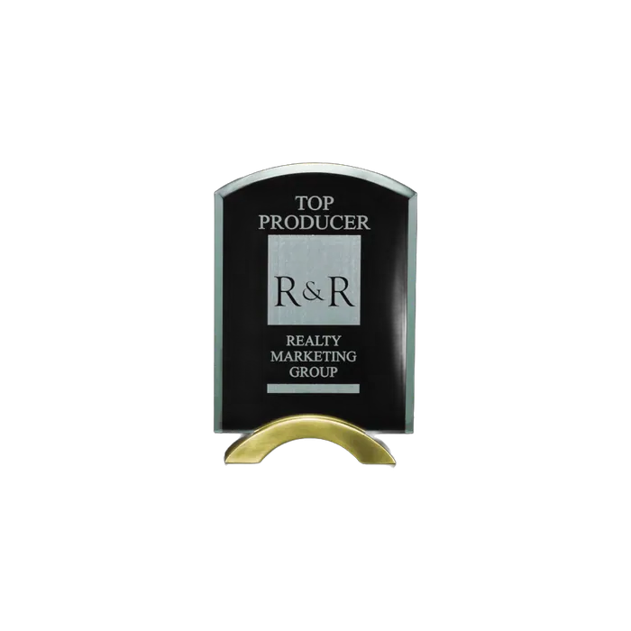Black Silk Screened Diamond Award on a Silver Metal Base, 7" x 9 3/4"