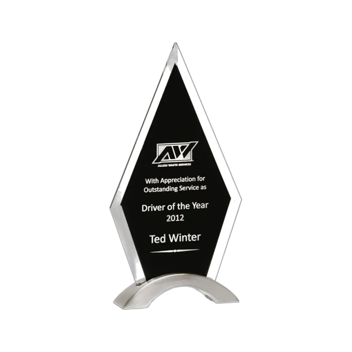 Black Silk Screened Beveled Clear Glass with Silver Aluminum Accents, 5 1/8" x 9 1/2"