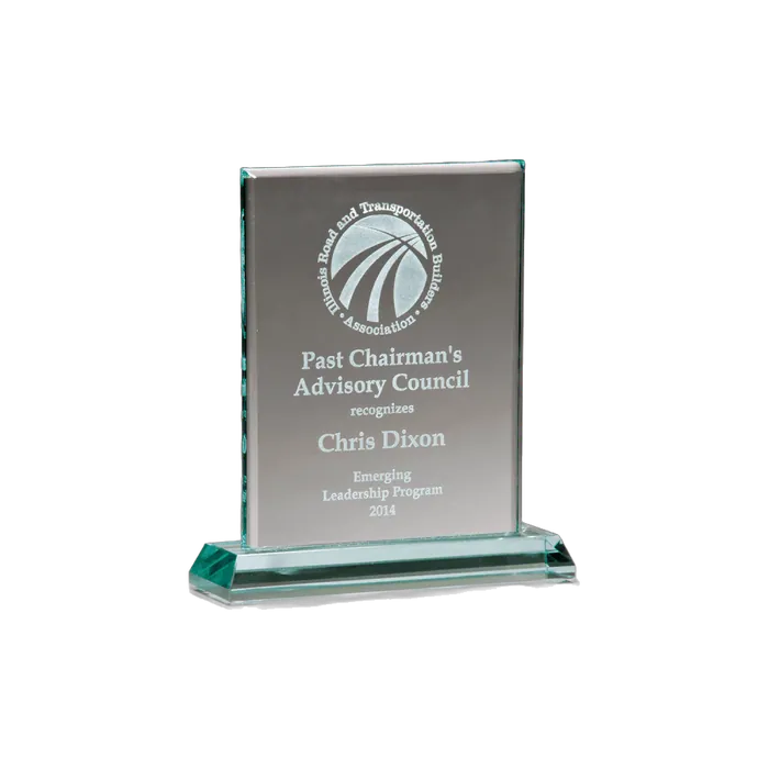 Premium Series Jade Rectangle Glass Award, 5" x 6"