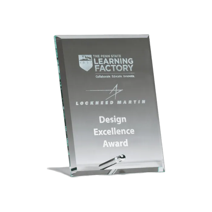 Clear Glass Award with Silver Plated Easel Post, 5" x 7"