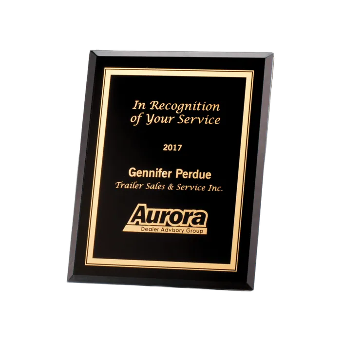 Black Glass Plaque with Silver Border, 6" x 8", Style G2891
