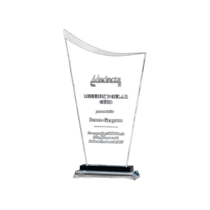 Contemporary Clear Glass Award with Pedestal Base, 5 1/2" x 10 1/2"