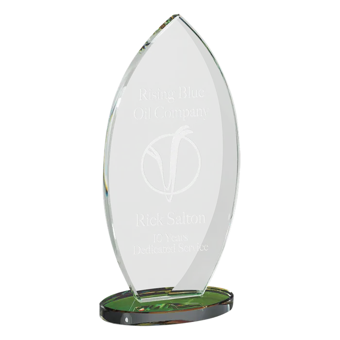 Flame Series Clear Glass Award with Prism-Effect Base, 3 7/8" x 8 7/8"