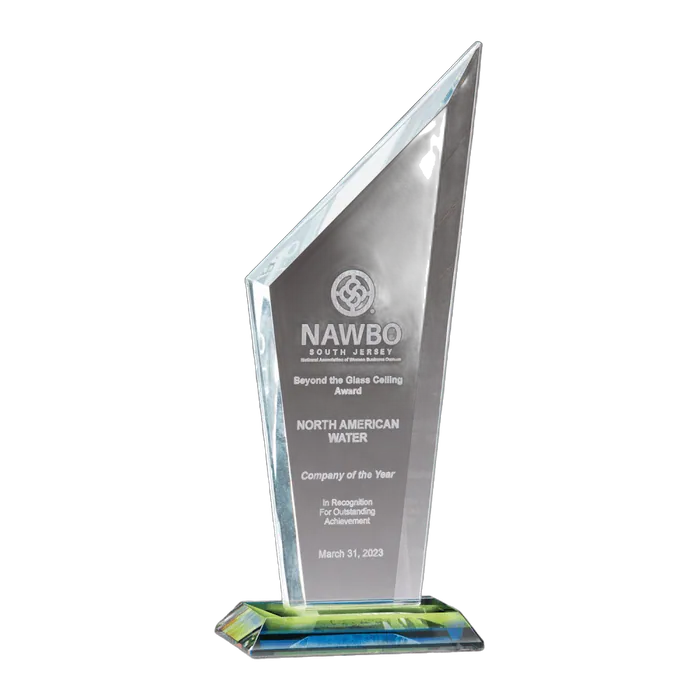 Zenith Series Clear Glass Award with Prism-Effect Base, 3 5/8" x 9 5/8"