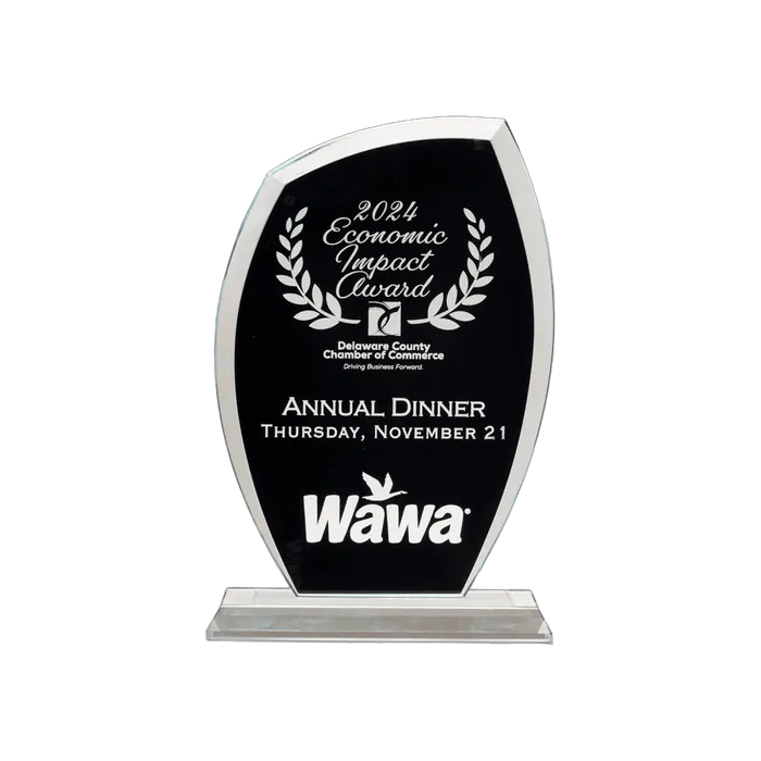 Black Painted Tidal Series Clear Glass Award, 6 1/8" x 9 5/8"