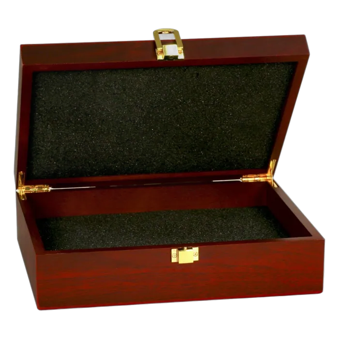 Rosewood Finish Gift Box, 10 1/4" x 7 1/2" x 3 1/8"