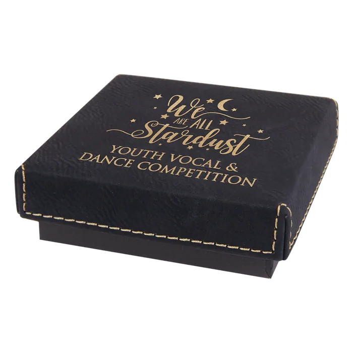 Black Medal Box with Black/Gold Leatherette Lid, Style GBX24