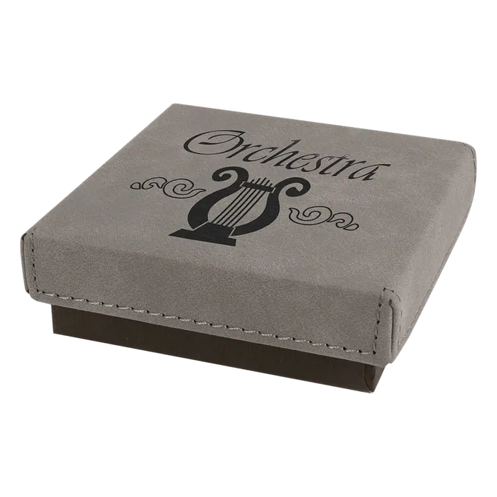 Black Medal Box with Gray Leatherette Lid, Style GBX25