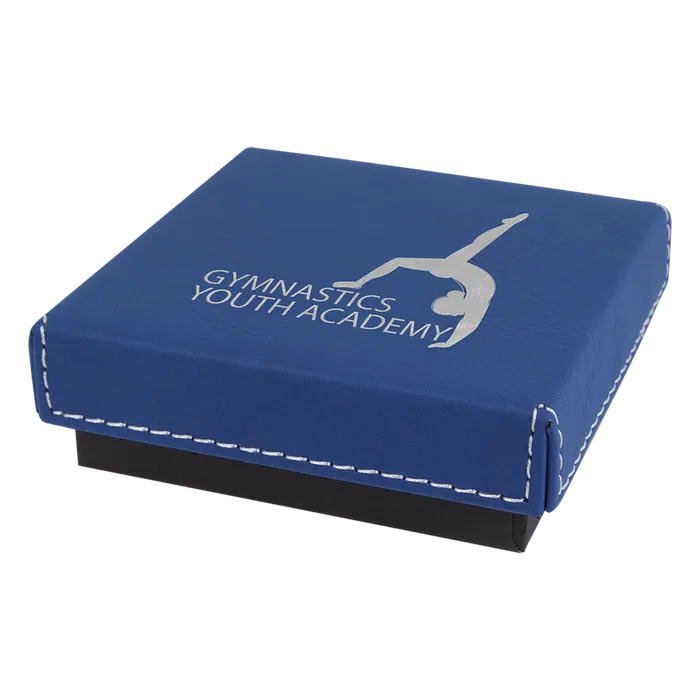 Black Medal Box with Blue/Silver Leatherette Lid, Style GBX27