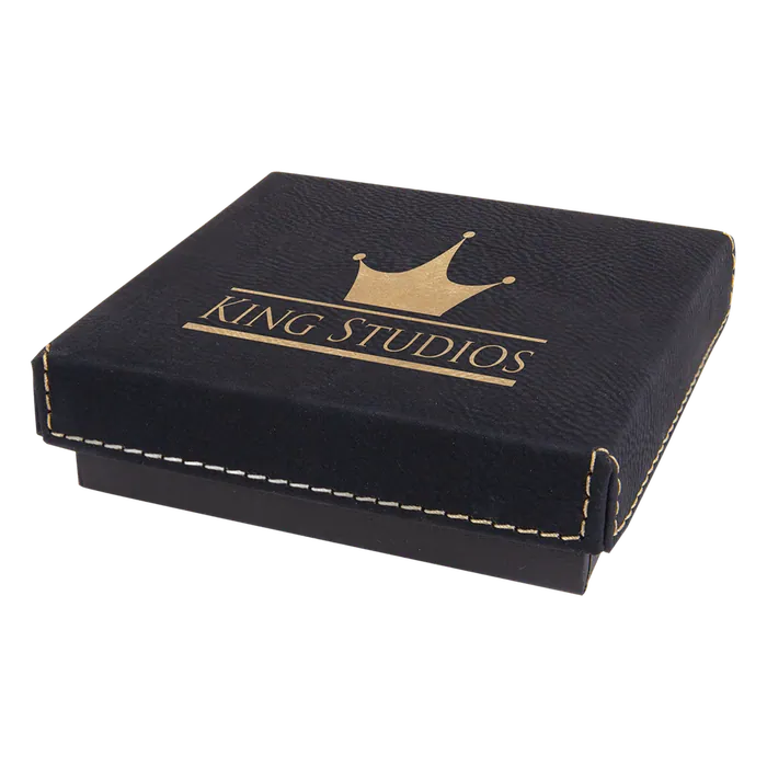 Black Medal Box with Black/Gold Leatherette Lid, Style GBX34