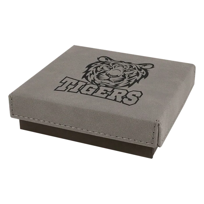 Black Medal Box with Gray Leatherette Lid, Style GBX35
