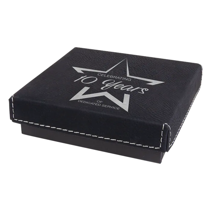 Black Medal Box with Black/Silver Leatherette Lid, Style GBX36