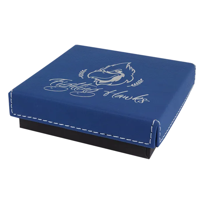 Black Medal Box with Blue/Silver Leatherette Lid, Style GBX37