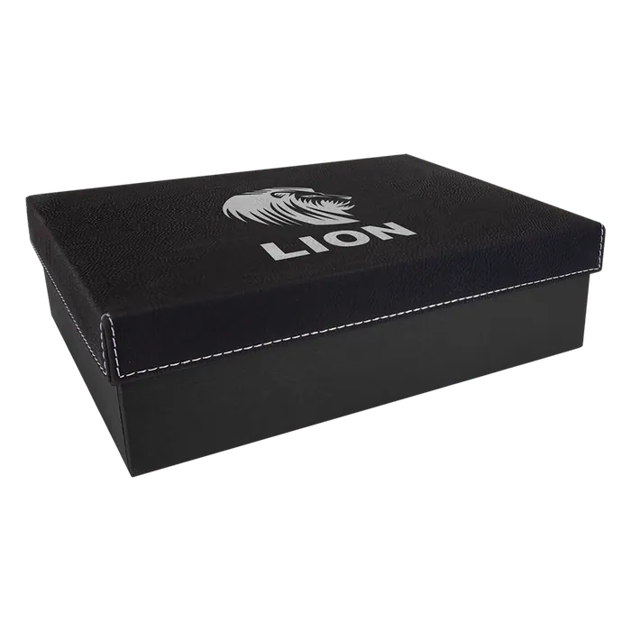 Black/Silver Box with Laserable Leatherette Lid