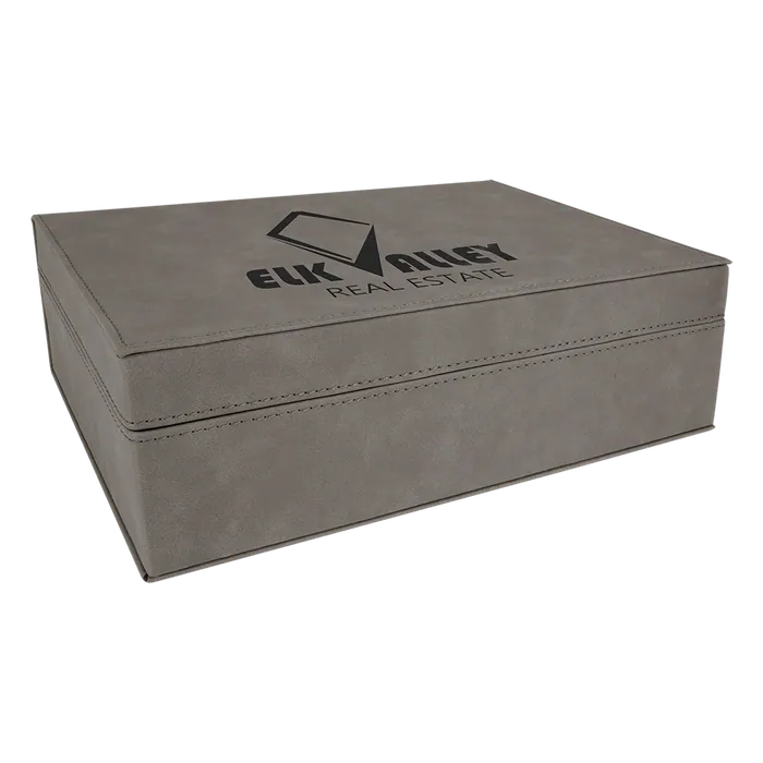 Gray Laserable Leatherette Premium Gift Box, 10 1/4" x 7 1/2"