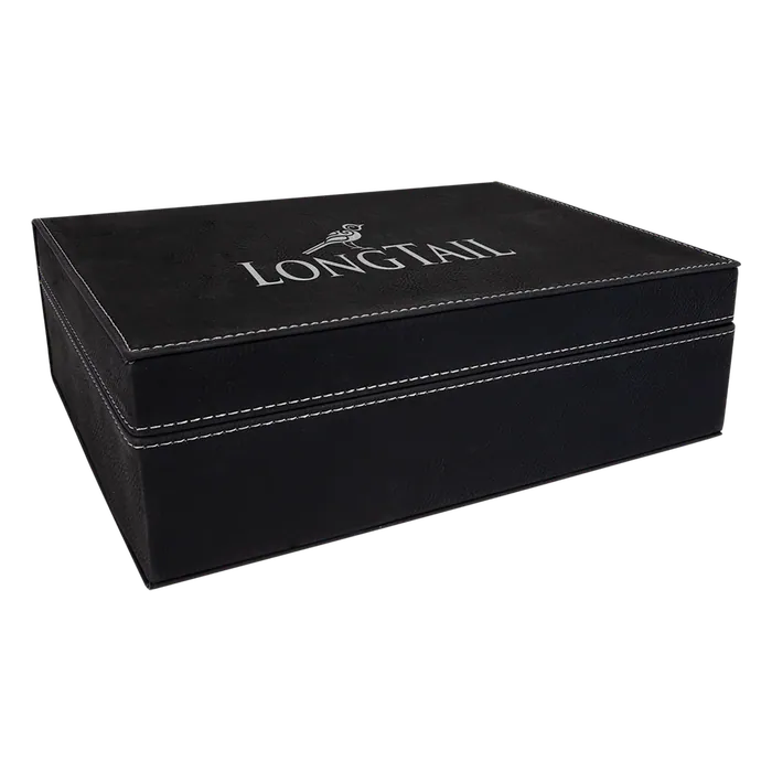 Black/Silver Laserable Leatherette Premium Gift Box, 10 1/4" x 7 1/2"
