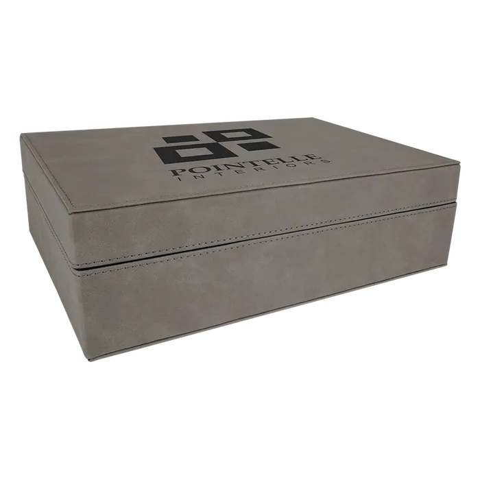 Gray Laserable Leatherette Premium Gift Box, 12 1/4" x  8 1/4"