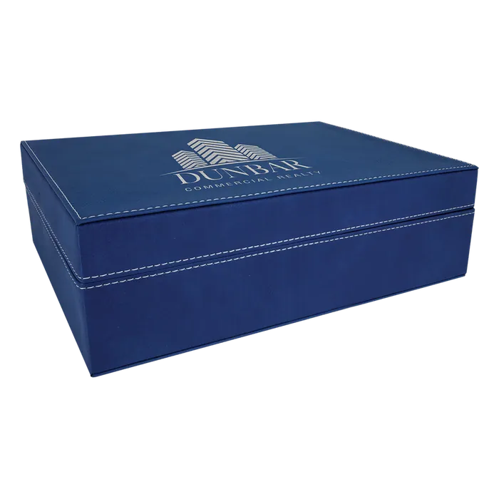 Blue/Silver Laserable Leatherette Premium Gift Box, 12 1/4" x  8 1/4"