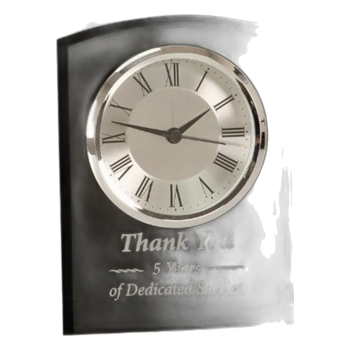 Black Glass Arch Clock Self Standing
