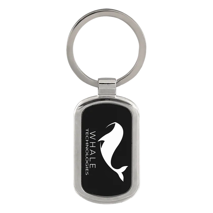 Black Rectangle Anodized Aluminum Keychain