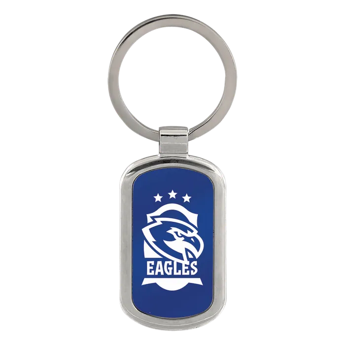 Blue Rectangle Anodized Aluminum Keychain