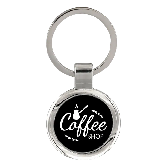 Black Round Anodized Aluminum Keychain