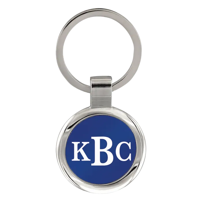Blue Round Anodized Aluminum Keychain