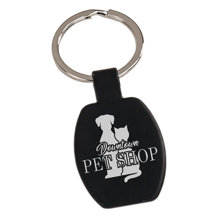 Black Rectangle Metal Keychain