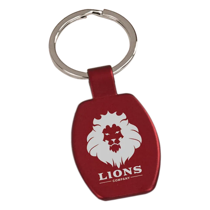 Red Rectangle Metal Keychain