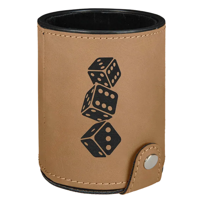 Light Brown Leatherette Dice Cup Set
