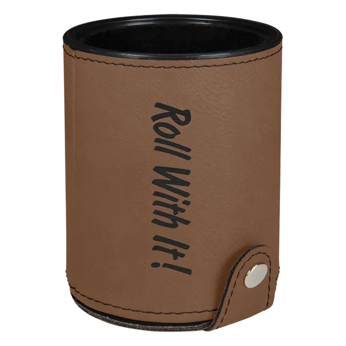 Dark Brown Leatherette Dice Cup Set