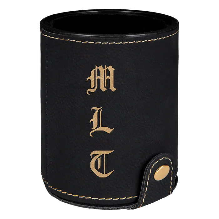 Black/Gold Leatherette Dice Cup Set