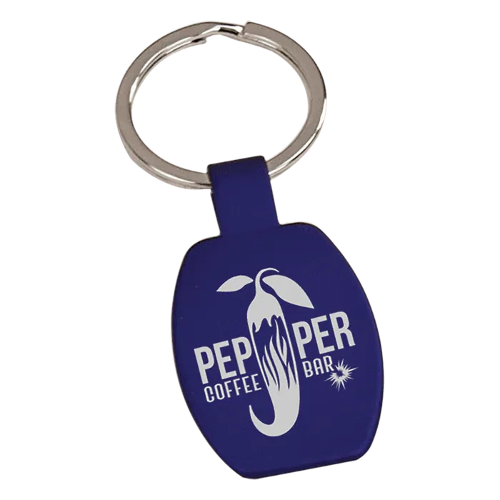 Blue Rectangle Metal Keychain