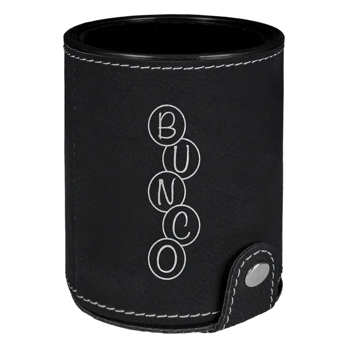 Black/Silver Leatherette Dice Cup Set