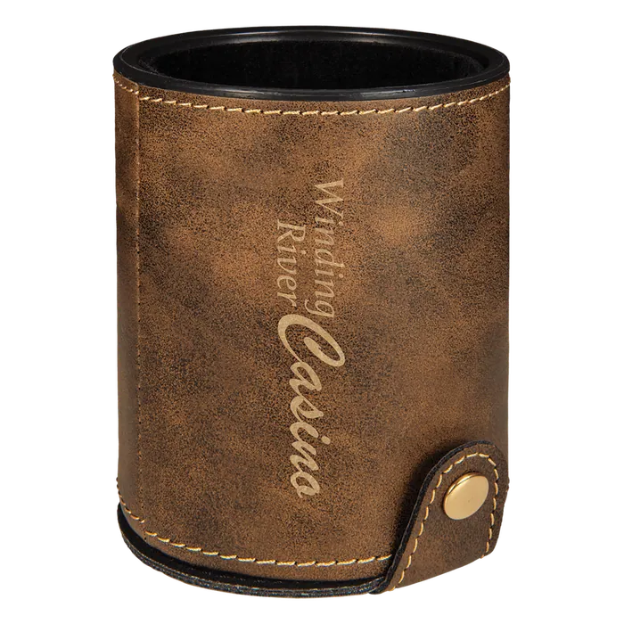 Rustic/Gold Leatherette Dice Cup Set