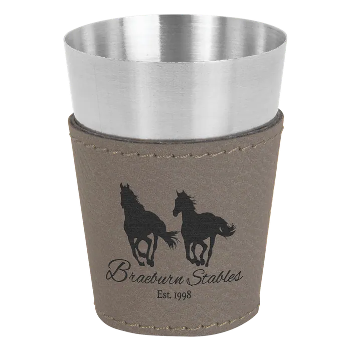 Gray 2 oz. Leatherette Wrapped Stainless Steel Shot Glass