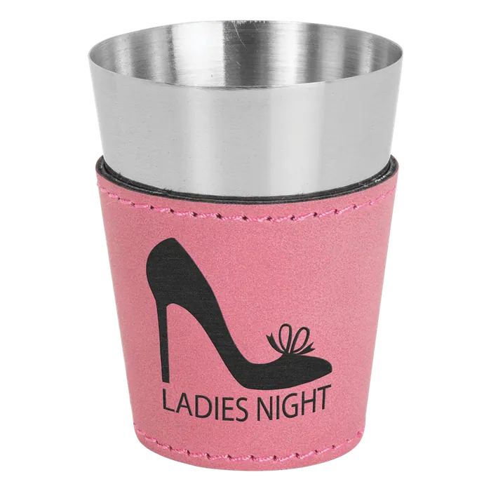 Pink 2 oz. Leatherette Wrapped Stainless Steel Shot Glass