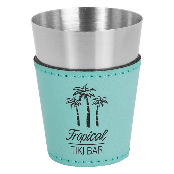 Teal 2 oz. Leatherette Wrapped Stainless Steel Shot Glass